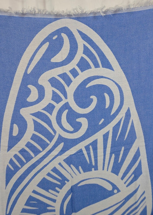 Hang10 Turkish Beach Towel - Surfboard Design, 100% Organic Turkish Cotton, Quick - Dry, 40” x 70” - The Bali Market